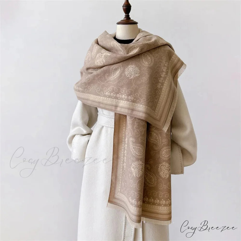 New Warm Cashmere Large Pashmina Scarf coffee scarf-241228