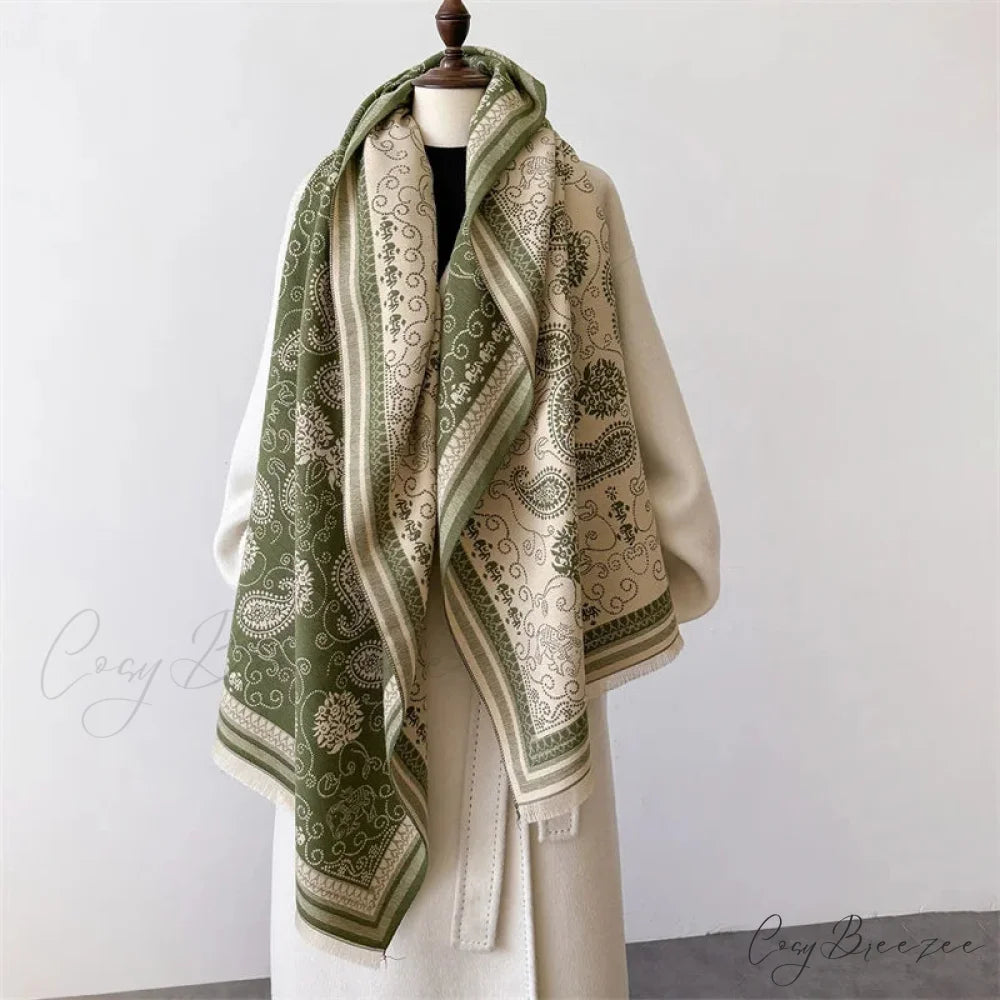 New Warm Cashmere Large Pashmina Scarf green scarf-241228