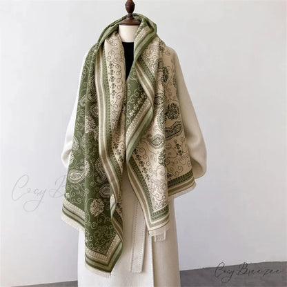 New Warm Cashmere Large Pashmina Scarf green scarf-241228