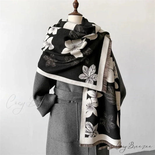 New Winter Cashmere Shawl Wrap Scarf black2 scarf-241228