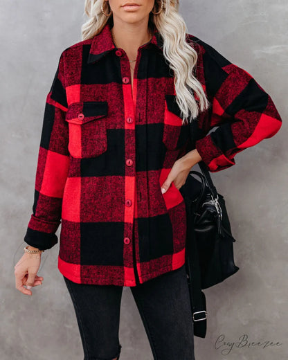 Nicolas Plaid Button Down Shirt Jacket