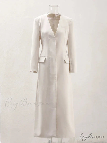 No Collar Single-Breasted Slim Coat Apricot / S overcoats-241228