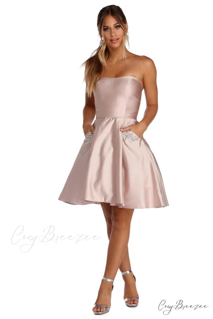 Noelle Formal Stylish Satin Party Dress