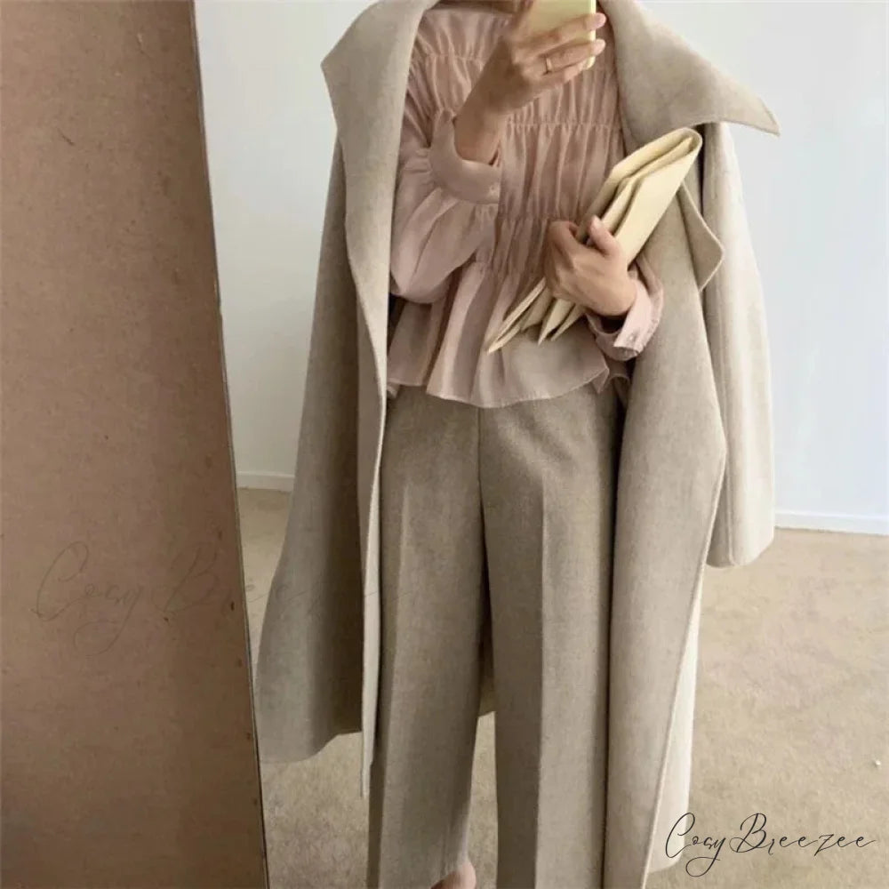 O-Neck Puff Long Sleeve Pleated Blouse blouse-250223