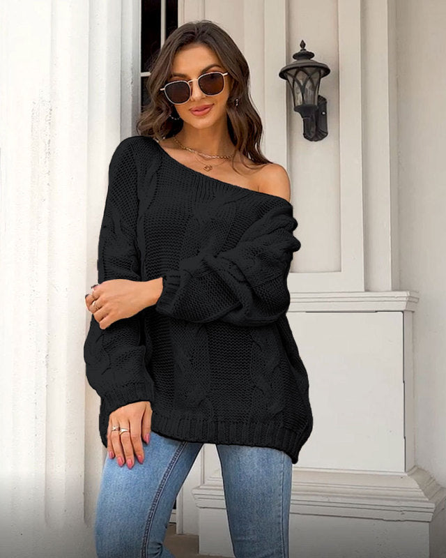 sweater style neck and knitted European Women's loose - round - American pullover