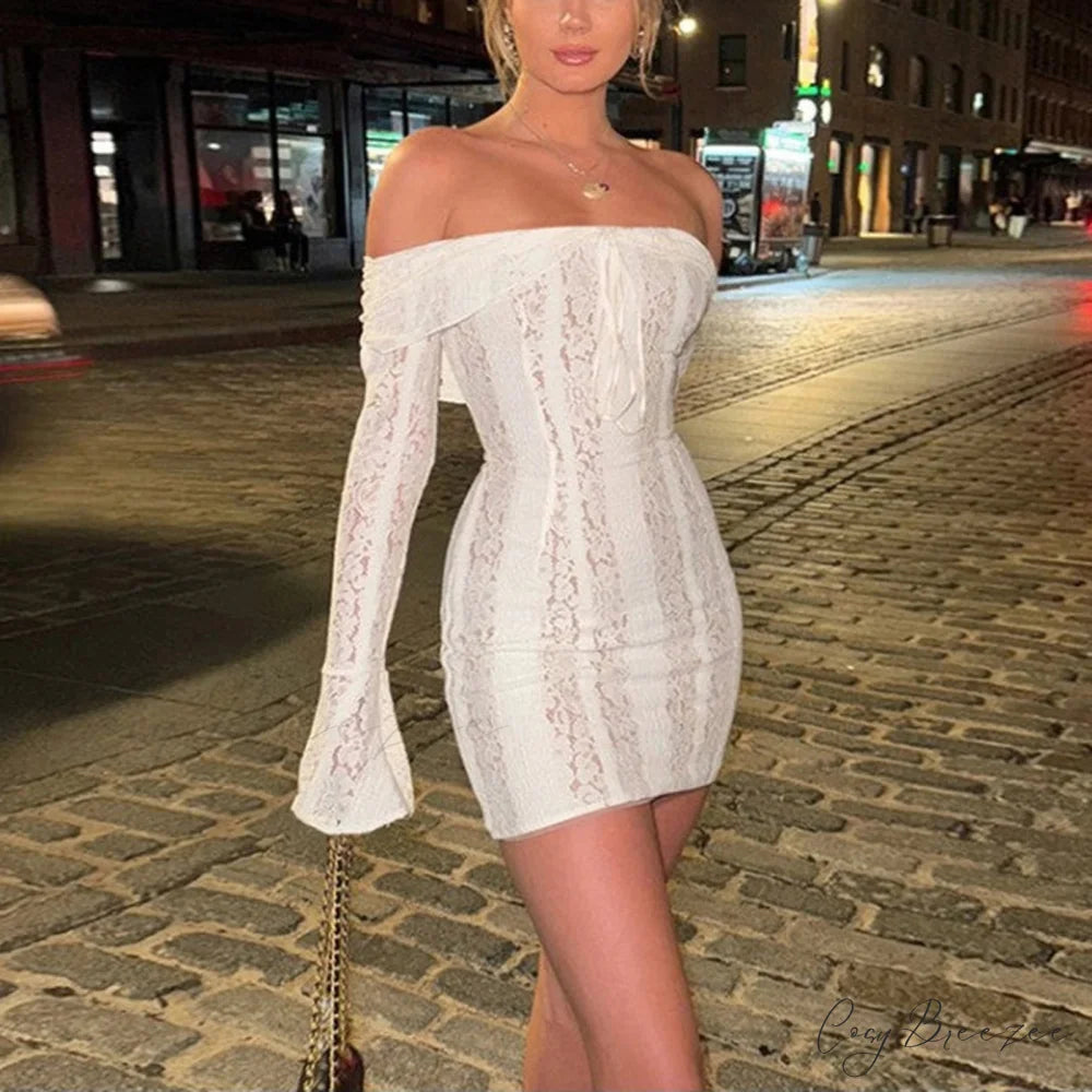 Off-Shoulder Bow Ruched Mini Dress minidress-250223