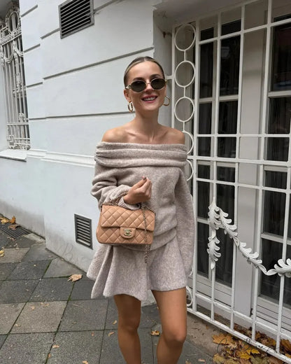 Off Shoulder Cashmere Sweater Beige / S swraters-241228