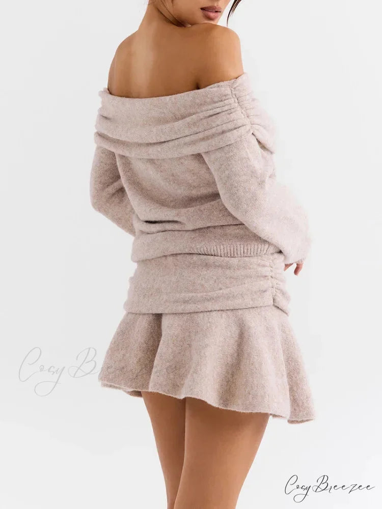 Off Shoulder Cashmere Sweater swraters-241228