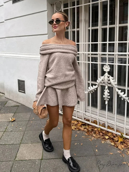 Off Shoulder Cashmere Sweater swraters-241228
