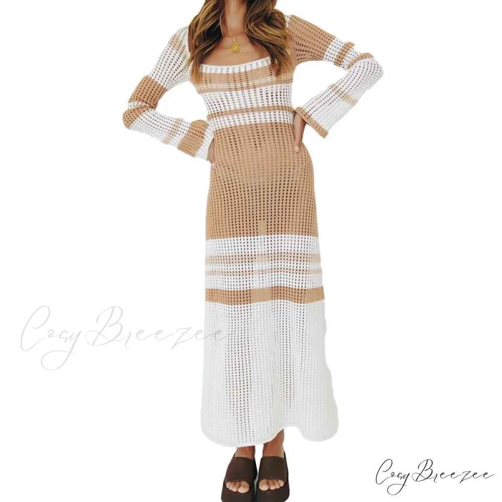 Off Shoulder Crochet Maxi Dress Vintage Patchwork Crop Top COLORFUL2 / S knittop-250126