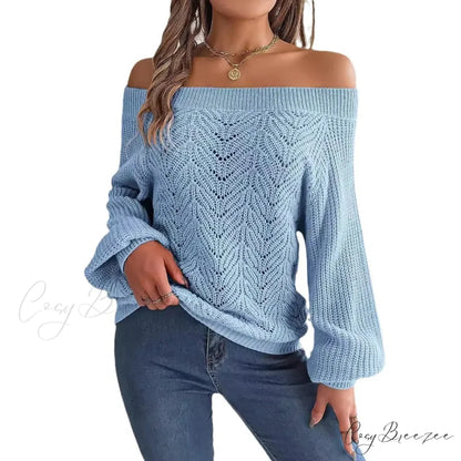 Off-Shoulder Elegant Spring Sweater swraters-241228