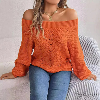 Off-Shoulder Elegant Spring Sweater swraters-241228