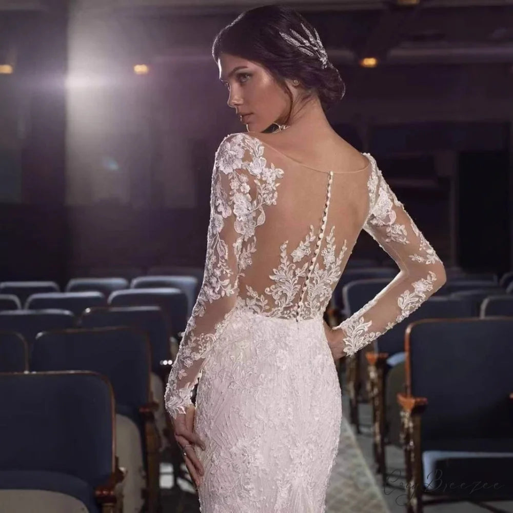 Off-Shoulder Lace Mermaid Bridal Wedding Dress weddingdress-250223