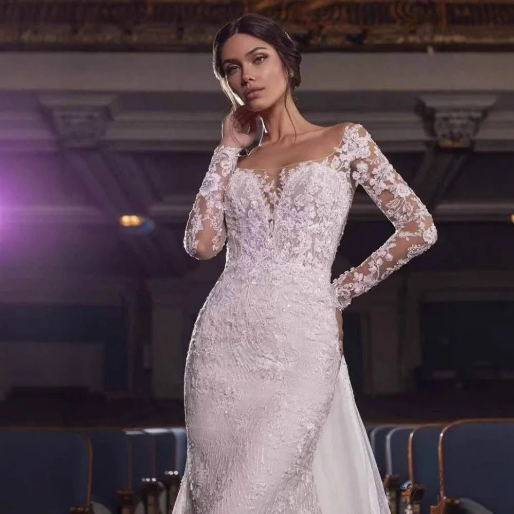 Off-Shoulder Lace Mermaid Bridal Wedding Dress weddingdress-250223