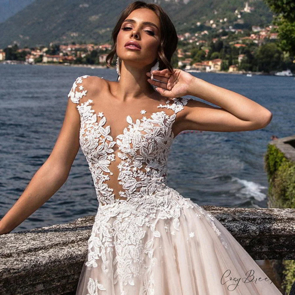 Off-Shoulder Minimalist Wedding Dress champagne2 / S weddingdress-250223