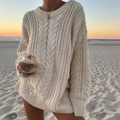 Off-Shoulder Solid Long Sleeve Knitted Sweater swraters-241228