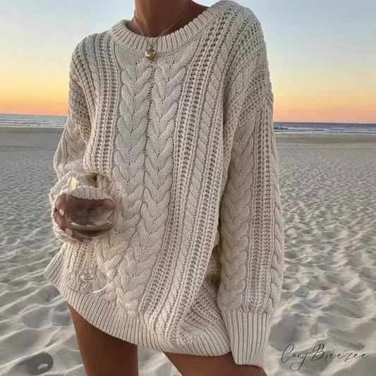 Off-Shoulder Solid Long Sleeve Knitted Sweater swraters-241228