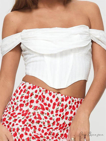Off Shoulder Solid Zip Backless Tee Crop Top croptop-250126