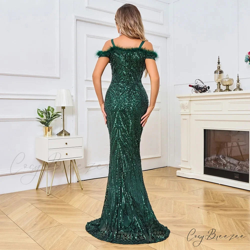 Off-Shoulder Sparkling Party Dress