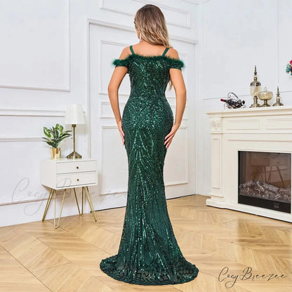 Off-Shoulder Sparkling Party Dress