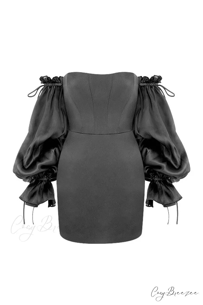 Off-the-Shoulder Mini Dress with Bell Sleeves
