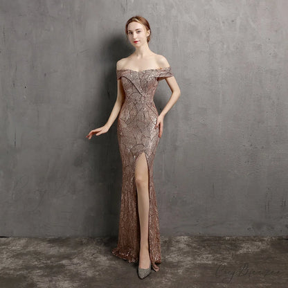 Olivia Formal Stylish Glitter Dress GOLD / XS