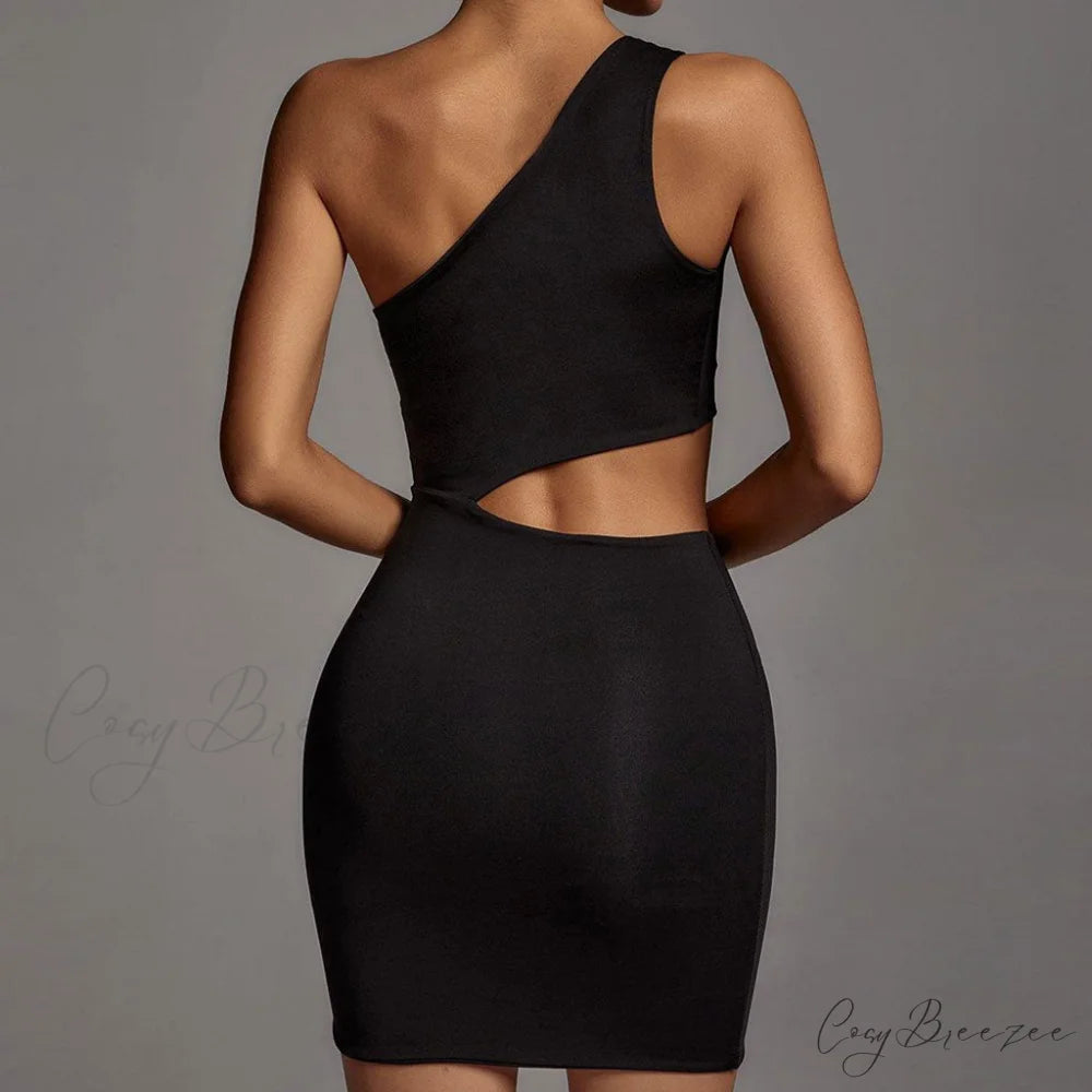 One Shoulder Graceful Crop Cami Top S / Black
