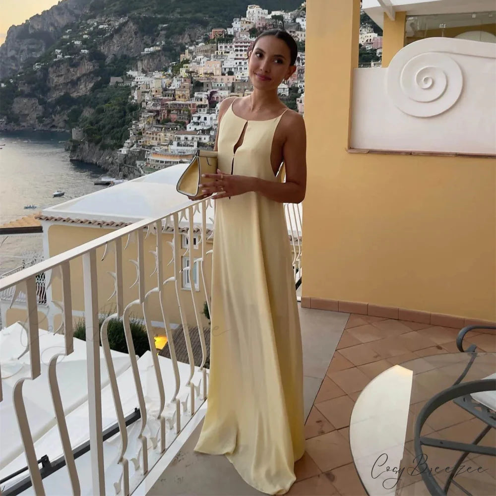 Open Back Sleeveless Slip Maxi Dress