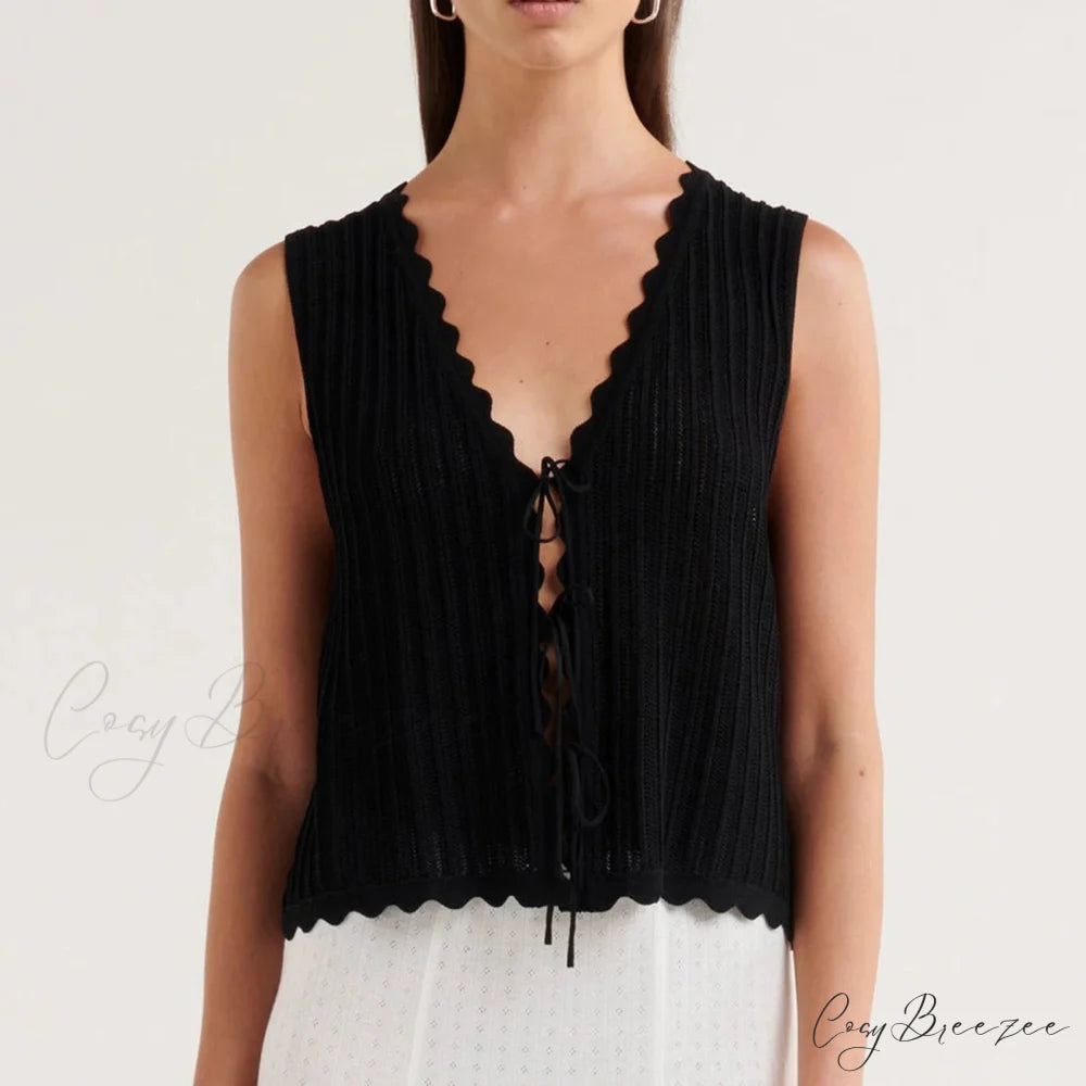 Open-Front Crochet Crop Top Black / S croptop-250223