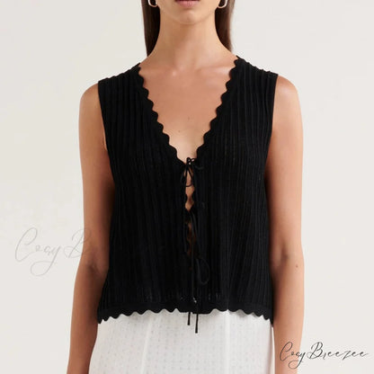 Open-Front Crochet Crop Top Black / S croptop-250223