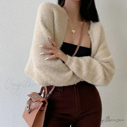 Open Front Cropped Full Sleeve Cardigan cardigans-241228