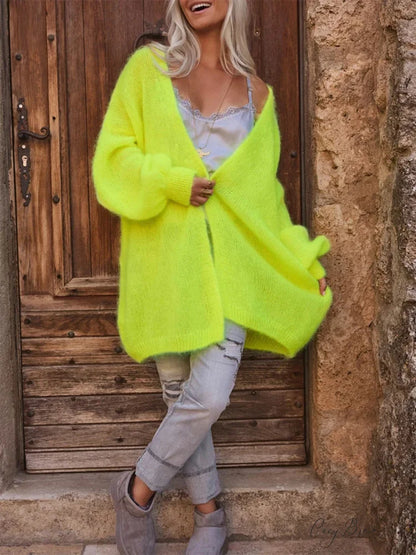 Open Front Plush Full Sleeve Knit Cardigan cardigans-241228