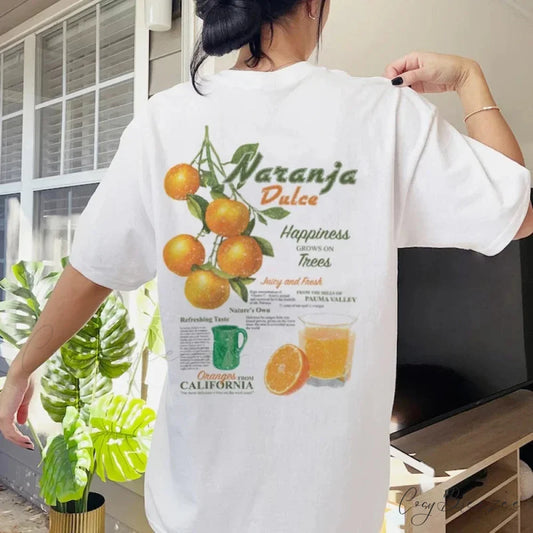Orange Citrus Throwback Back Print Tee WHITE / S t-shirt-250223