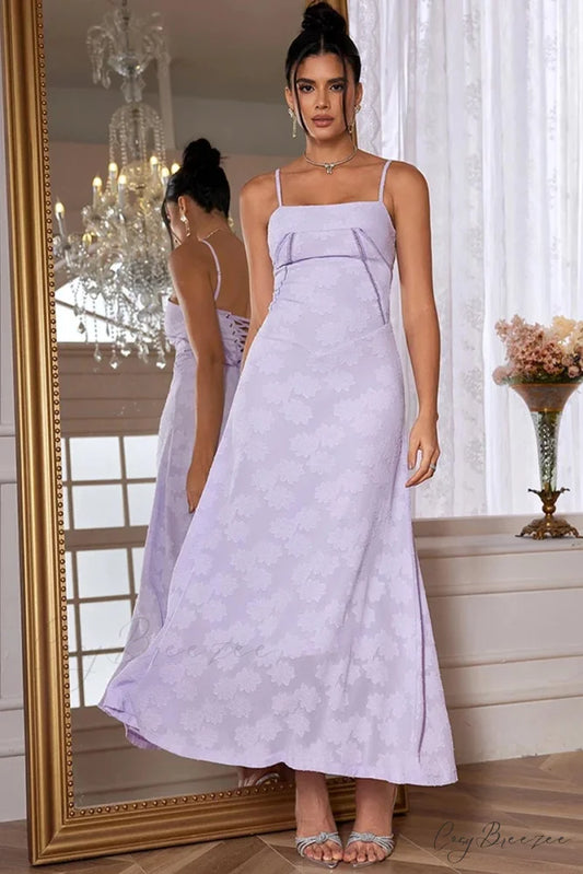Orchid Lovers Graceful Floral Maxi Dress Lavender / XS