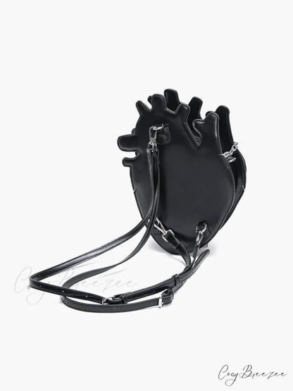 Original Dark Binding Chain Heart Punk Gothic Style Metal Sexy Shoulder Bag Black