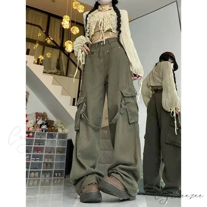 Oversized Cargo Denim Jeans Women Pants pants-241228