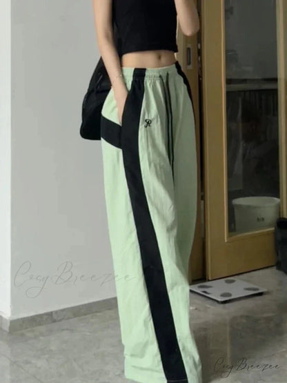 Oversized Contrast Stylish Stripe Parachute Pants