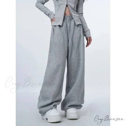 Oversized Gray Y2K Women Sweatpants Pants pants-241228