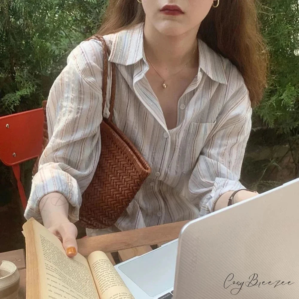 Oversized Plaid Extended Sleeve Shirt blouse-250223
