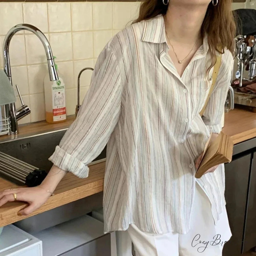 Oversized Plaid Extended Sleeve Shirt blouse-250223