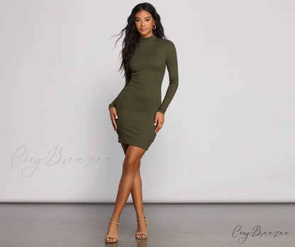 Own Knit Stylish Ruched Mini Dress