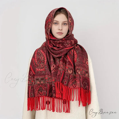 Paisley Print Cashmere Winter Scarf Color18 scarf-241228