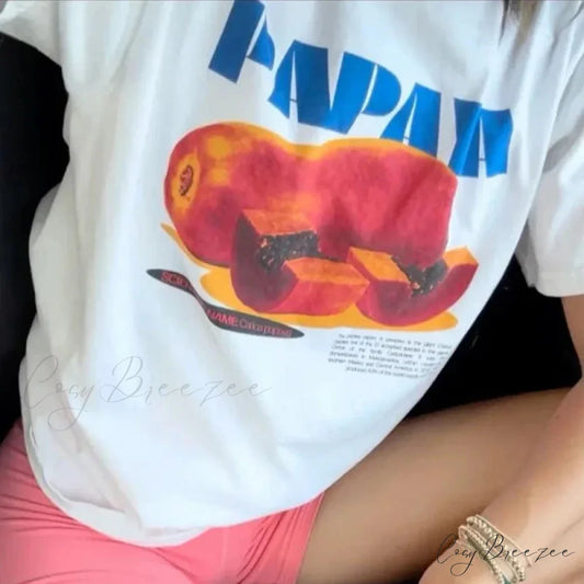 Papaya Print Classic Style T-shirt WHITE / S t-shirt-250223