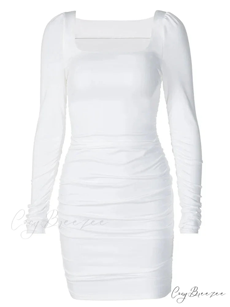 Party Elegant Streetwear Club White Mini Dress