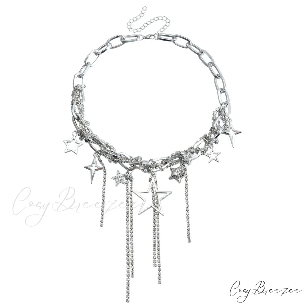 Party Lady Custom Sparkling Diamond Necklace STEEL