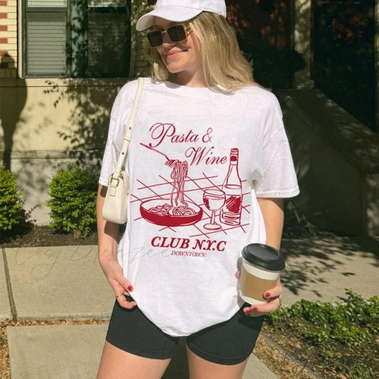 Pasta Wine Club Throwback Style Tee WHITE / S t-shirt-250223