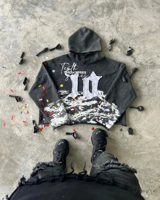 Patchwork Gothic Cotton Hoodie black 1 / S hoodies-241228