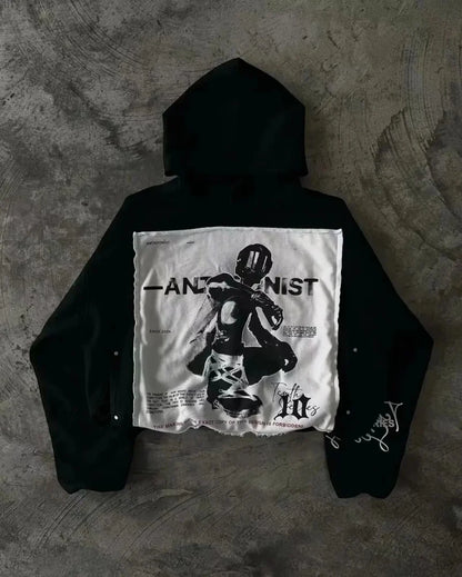 Patchwork Gothic Cotton Hoodie hoodies-241228