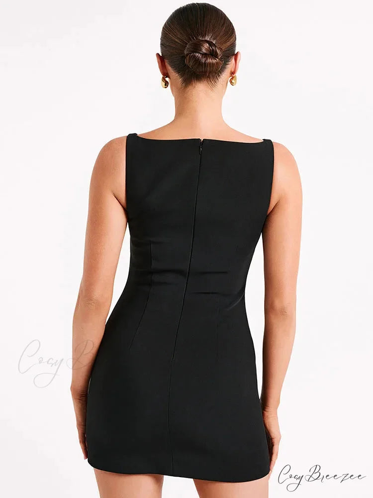 Patchwork Sleeveless Mini Dress minidress-250223