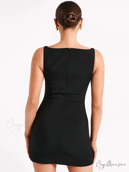 Patchwork Sleeveless Mini Dress minidress-250223